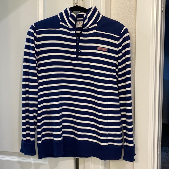 Vineyard Vines striped navy pullover. 1/4 zip - Picture 1 of 5